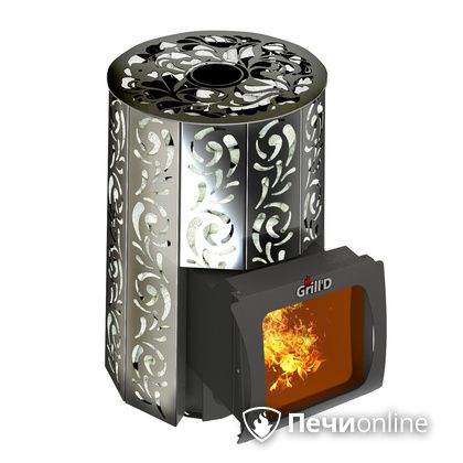 Дровяная печь-каменка GrillD Violet window short Max Жадеит 80 в Смоленске