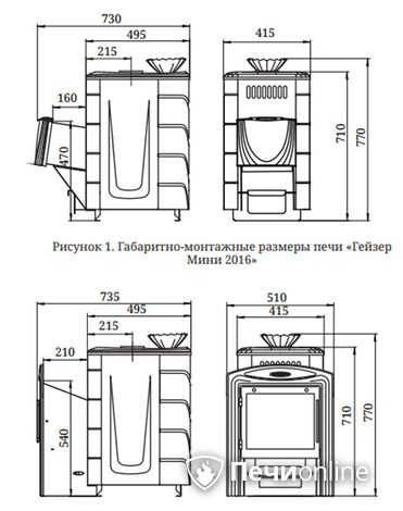 Дровяная печь-каменка TMF Гейзер Мини 2016 Carbon ДН КТК ЗК ТО антрацит в Смоленске