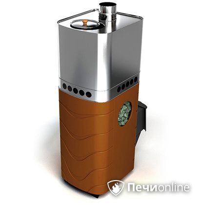Дровяная банная печь TMF Бирюса 2013 Carbon терракота с закрытой каменкой в Смоленске
